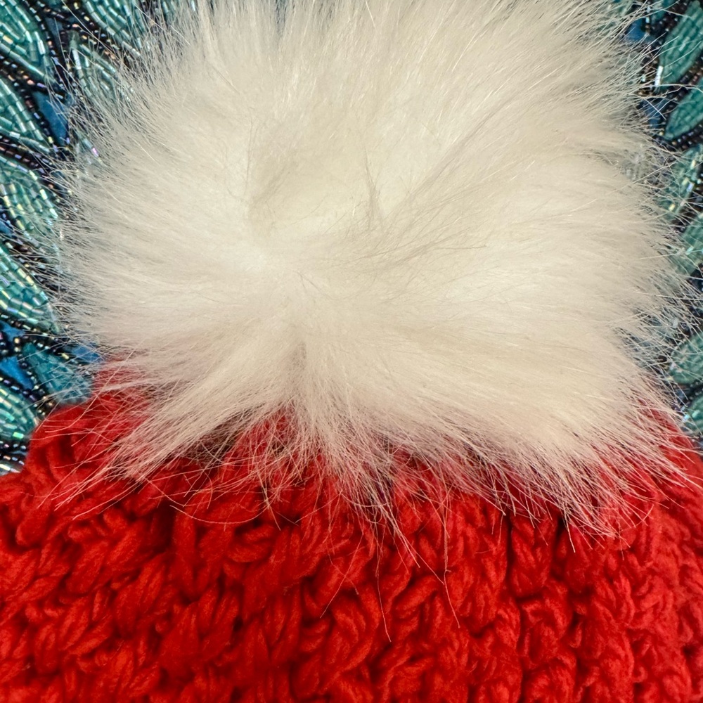 Cozy Red Knit Pom-Pom Hat for Women